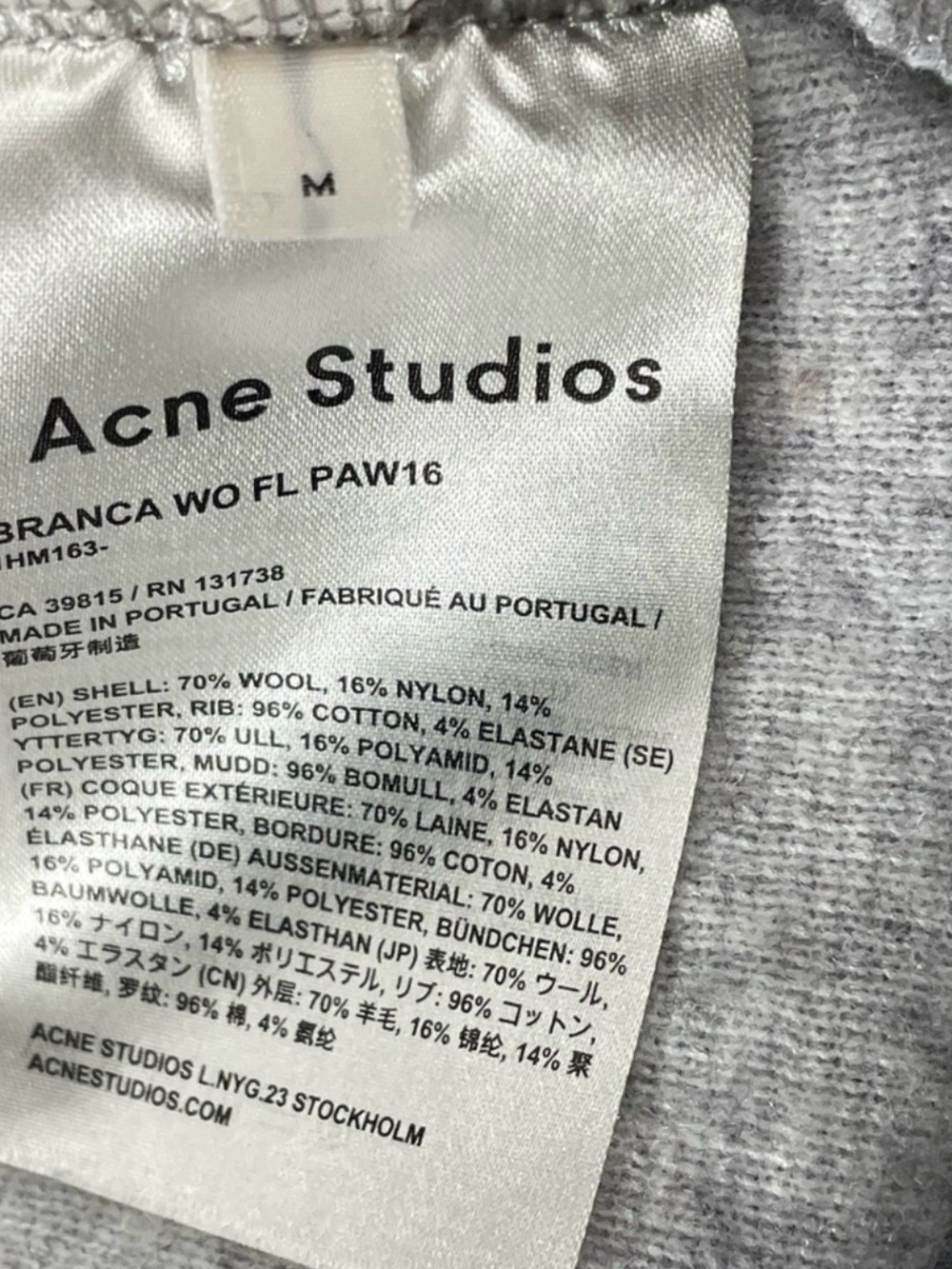 Acne Studios Branca Wool Fleece Grey Quarter Zip Sweater Sz M - Picture 7 of 7